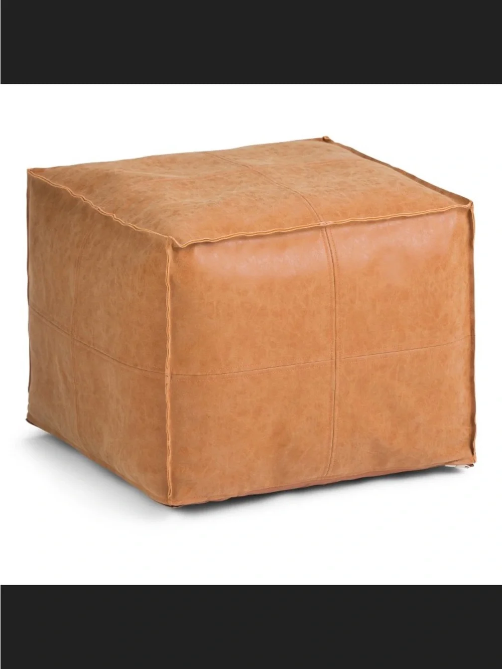 Wendal Square Pouf ottoman Distressed Fuax leather Brown - WyndenHall